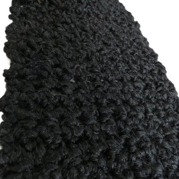Black Scarf 91x5 Long Goth Chunky Handmade Crochet Hand Knit Unisex Retro NWT - Picture 5 of 9